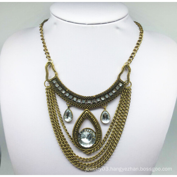 Glass Stone Anti Plating Chain Necklace (XJW13789)